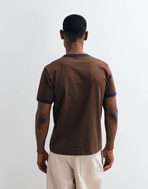 ARKET retro fit ringer tee in brown, 4 of 10