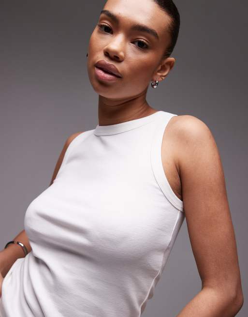 ARKET rib jersey vest top in white