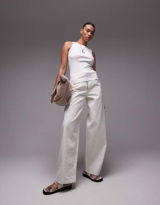 ARKET rib jersey vest top in white
