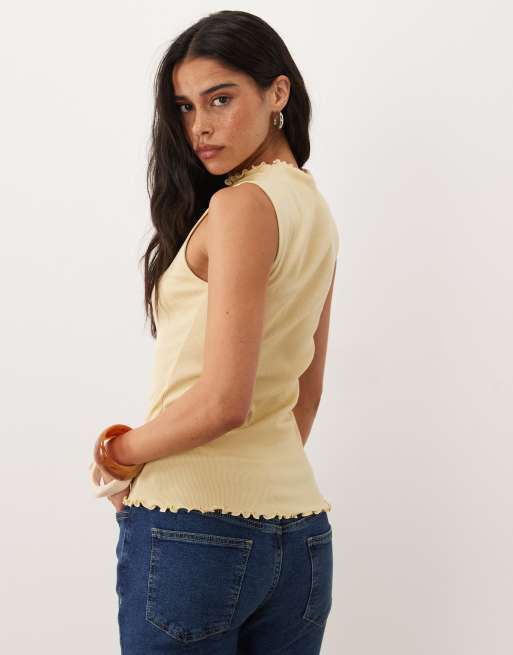 ARKET ribbad jersey-topp i gult, 2 av 4