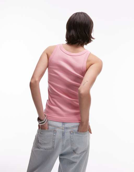 ARKET ribbed jersey tank top in light pink, 4 of 4