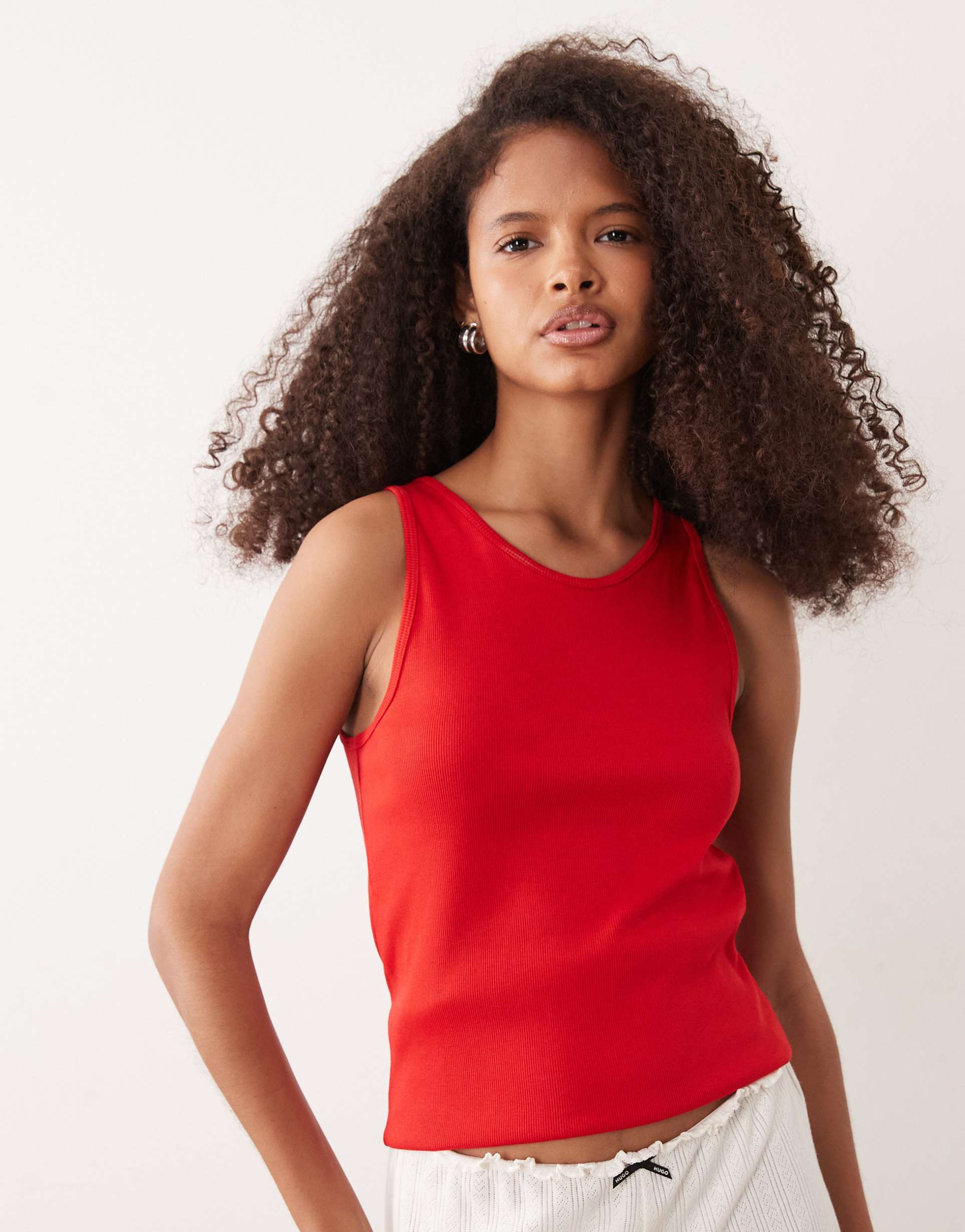 arket ribbed jersey tank top with scoop neck in red