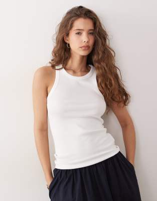 ribbed tank top in white