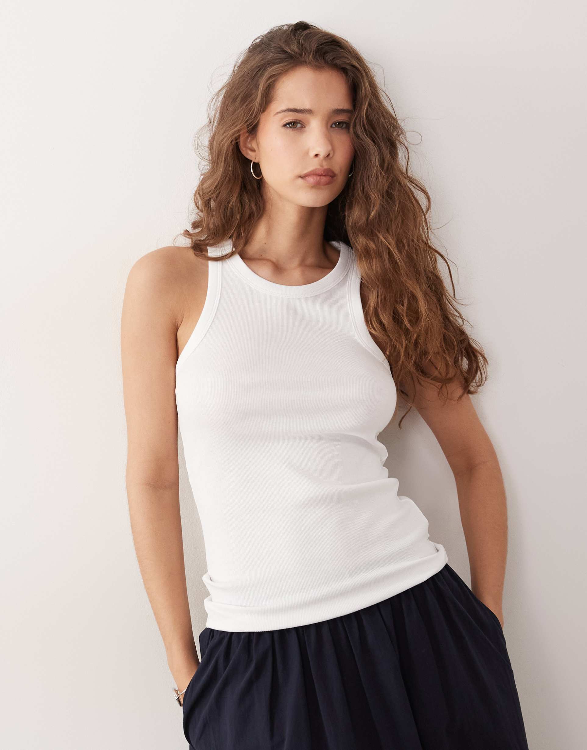 arket ribbed tank top in white