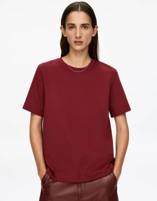 Arket Rich Cotton Stretch Heavyweight Interlock Short Sleeve T-shirt In Red