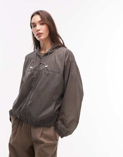 ARKET ripstop windbreaker jacket in dark grey 