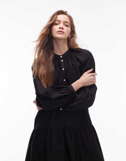 ARKET - Robe babydoll longue à manches bouffantes en pur coton - Noir, 2 de 4