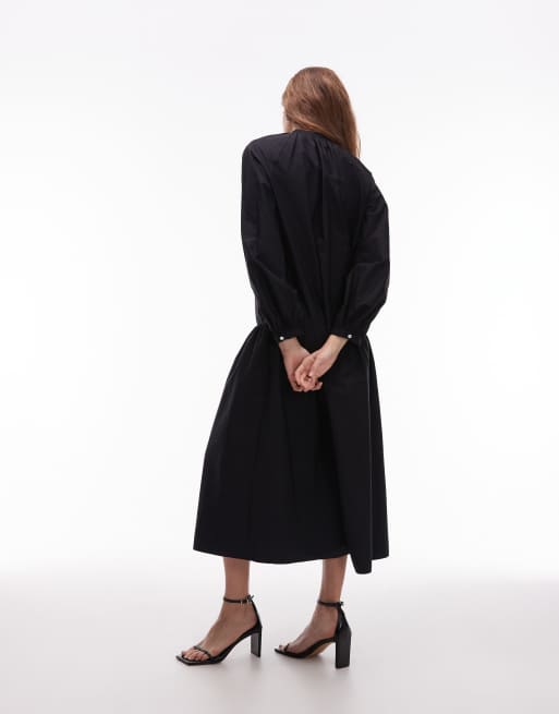 ARKET - Robe babydoll longue à manches bouffantes en pur coton - Noir, 4 de 4