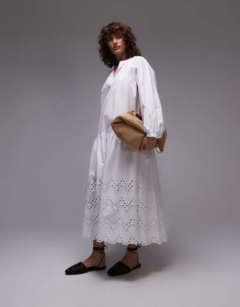 ARKET - Robe brodée longueur mollet - Blanc - view 1