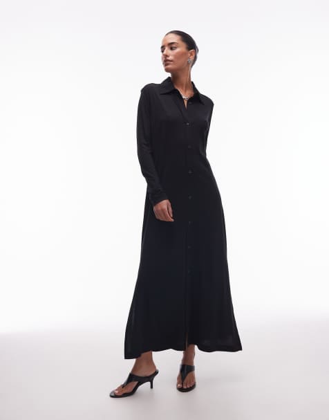 ARKET - Robe chemise stretch évasée - Noir - view 1