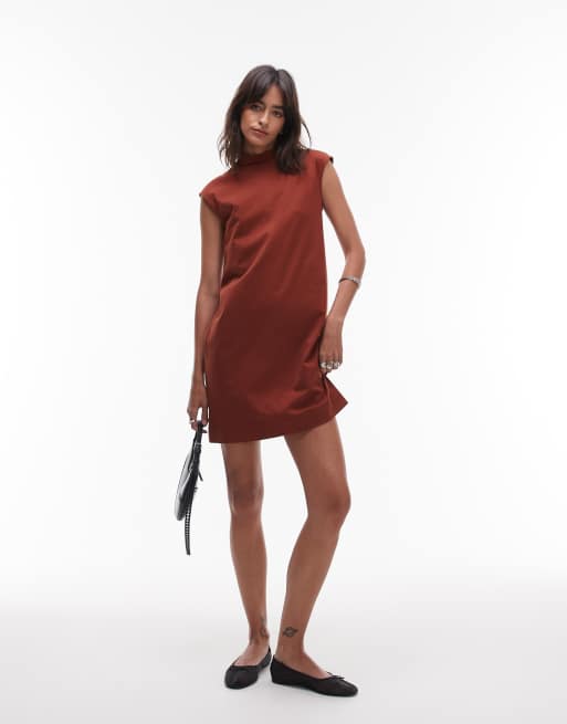ARKET - Robe courte à mancherons et col montant - Rouille