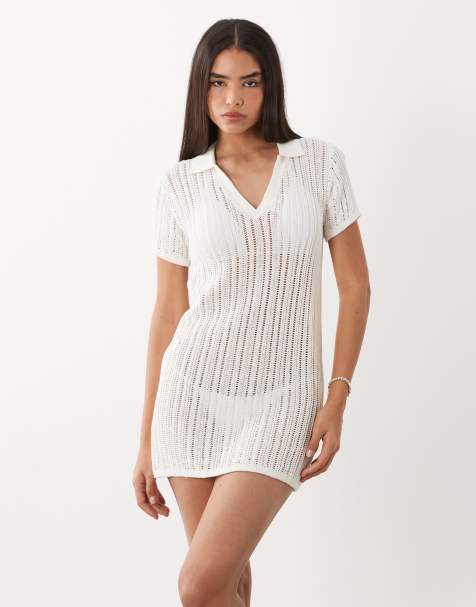 ARKET - Robe courte de plage au crochet - Blanc - view 1