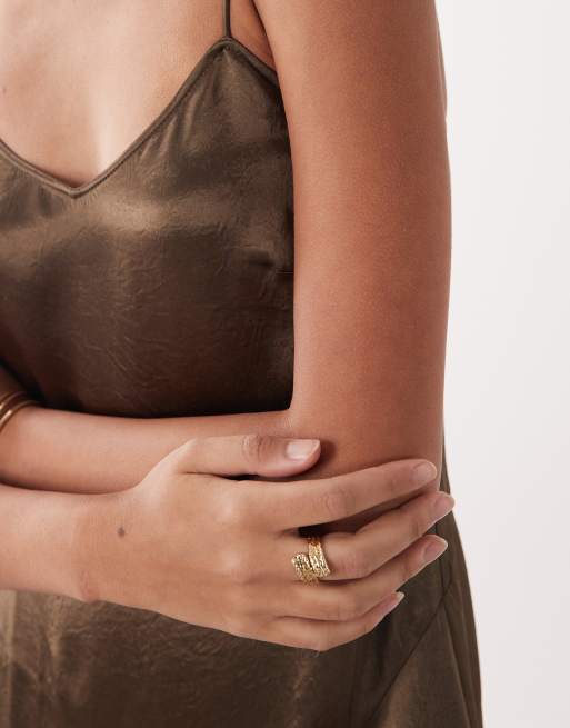ARKET - Robe nuisette fendue en satin - Marron clair, 2 de 4