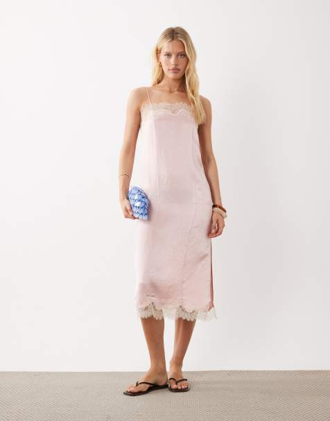 ARKET - Robe nuisette mi-longue avec dentelle - Rose clair - view 1
