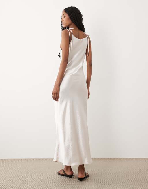 ARKET - Robe nuisette mi-longue en satin à bretelles nouées - Rose, 4 de 4
