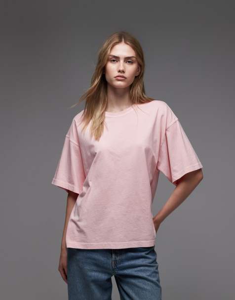 ARKET pure cotton boxy t-shirt in washed rose pink