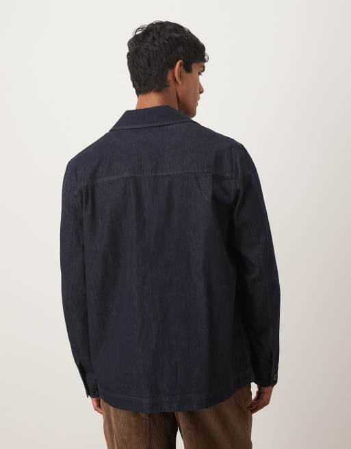 ARKET - Ruimvallend denim jack met borstzak in blauw met donkere wassing, 3 van 5