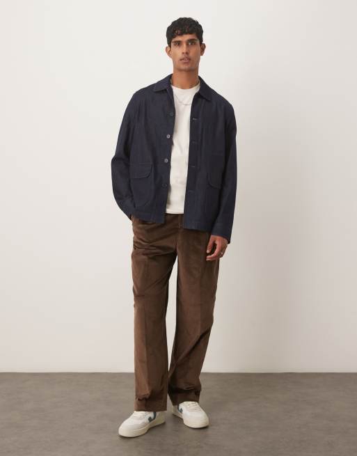 ARKET - Ruimvallend denim jack met borstzak in blauw met donkere wassing, 4 van 5
