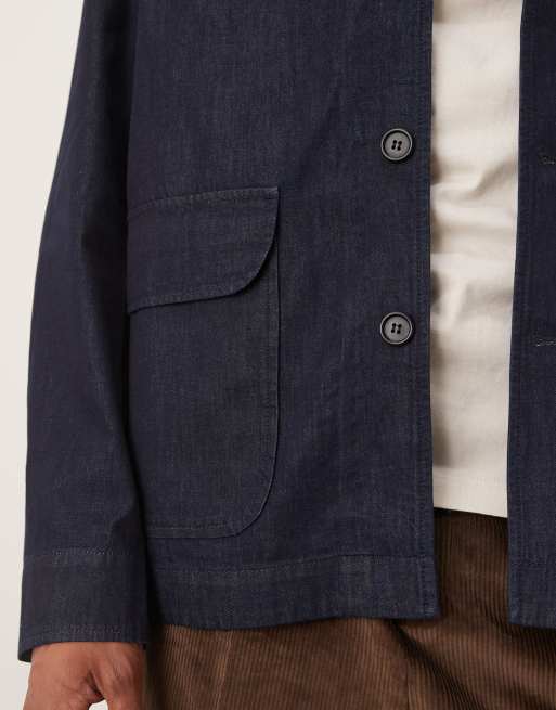 ARKET - Ruimvallend denim jack met borstzak in blauw met donkere wassing, 5 van 5