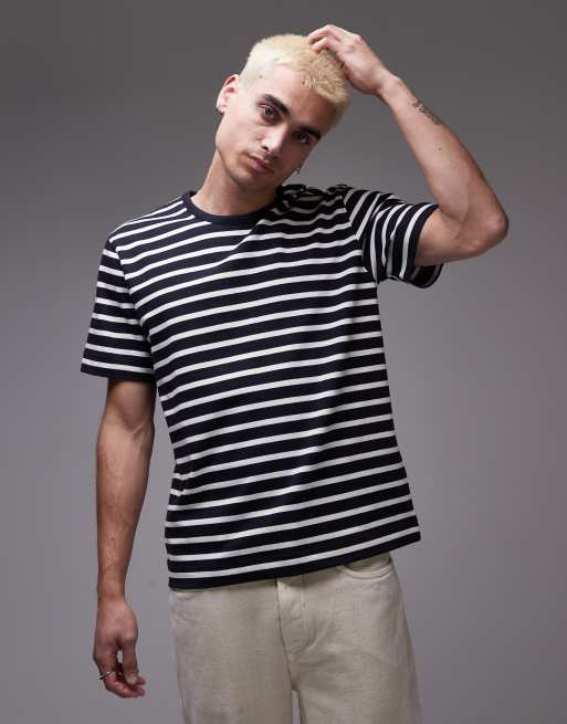 ARKET - Ruimvallend gestreept T-shirt in blauw en wit
