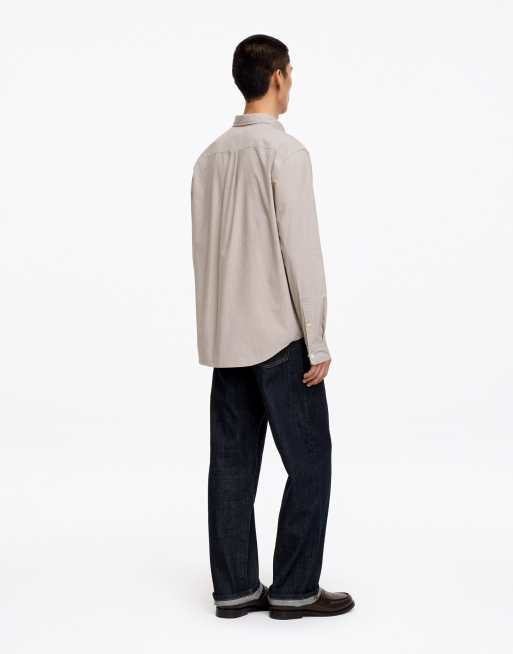 ARKET rutig bomullsskjorta i beige, 4 av 4