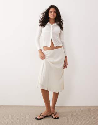 Arket Satin Midi Skirt In White