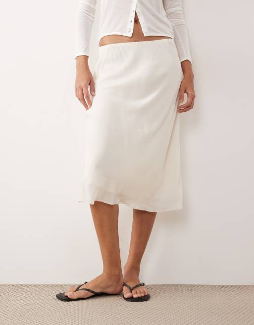 ARKET satin midi skirt in off white, 2 of 5