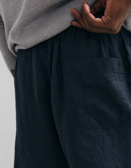 ARKET – Schlupf-Shorts aus reinem Leinen in Marineblau, 3 von 5