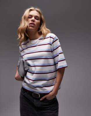 ARKET - Schweres, kastiges T-Shirt mit bunten Streifen