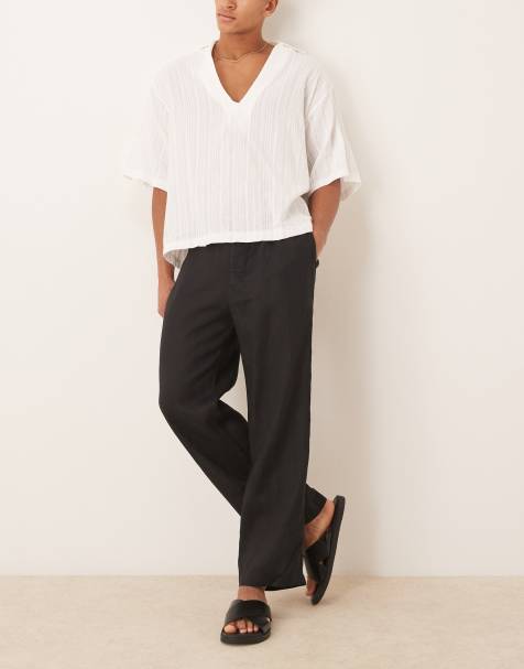 ARKET linen drawstring relaxed trousers in black