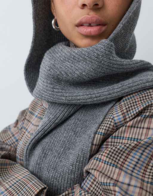 ARKET sciarpa con cappuccio in lana grigia, 2 di 5