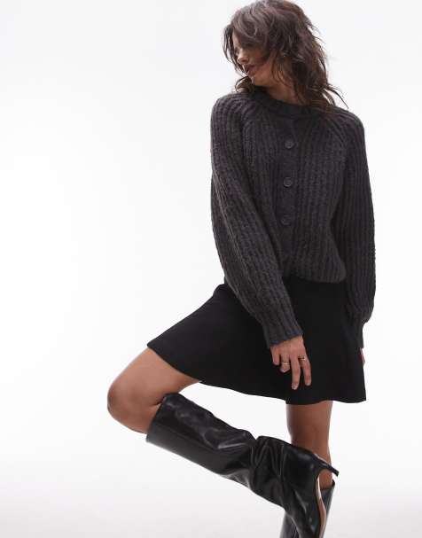 ARKET sculptural flippy mini skirt in black - view 1