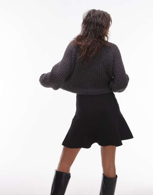 ARKET sculptural flippy mini skirt in black
