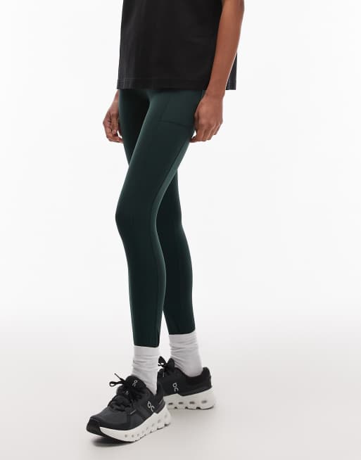 ARKET seamless gym leggings with side pockets in dark green, 2 of 5