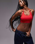 [Arket] ARKET seamless sports singlet top with halter neck in red-Black XS RED