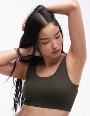 Arket Seamless Super Soft Bra Top With Contouring In Green