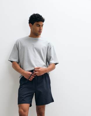 Arket Seersucker Crinkle Shorts In Blue