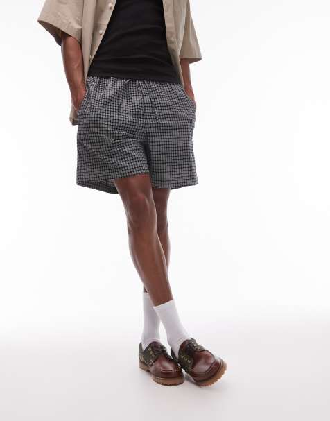 ARKET seersucker shorts in black check - view 1