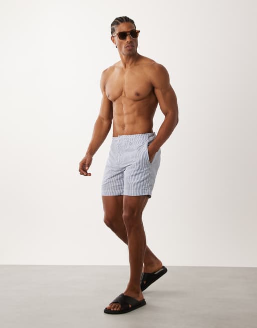 ARKET seersucker swim short in blue stripe, 2 of 5
