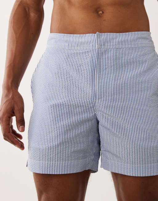 ARKET seersucker swim short in blue stripe, 3 of 5
