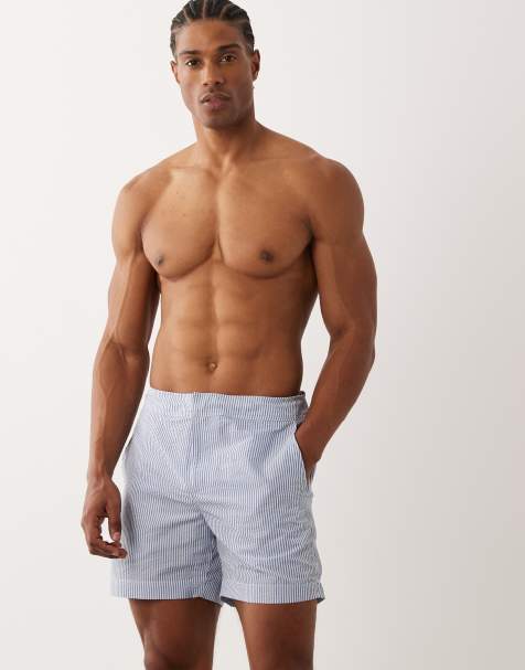 ARKET seersucker swim shorts in blue stripe - view 1