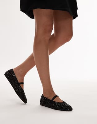 Arket Sequin Ballerina Pumps In Black