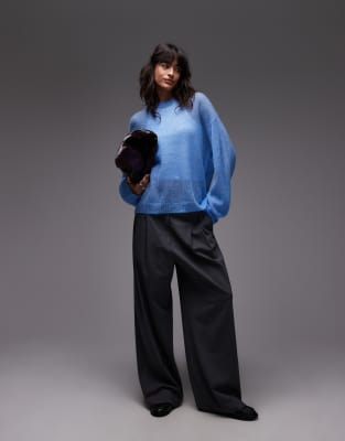 Arket Sheer Mohair And Wool Blend Knit Sweater In Blue