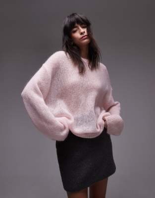 Arket ARKET sheer mohair and wool blend knitted sweater in light pink
