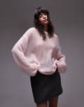 [Arket] ARKET sheer mohair and wool blend knitted sweater in light pink XS Light pink