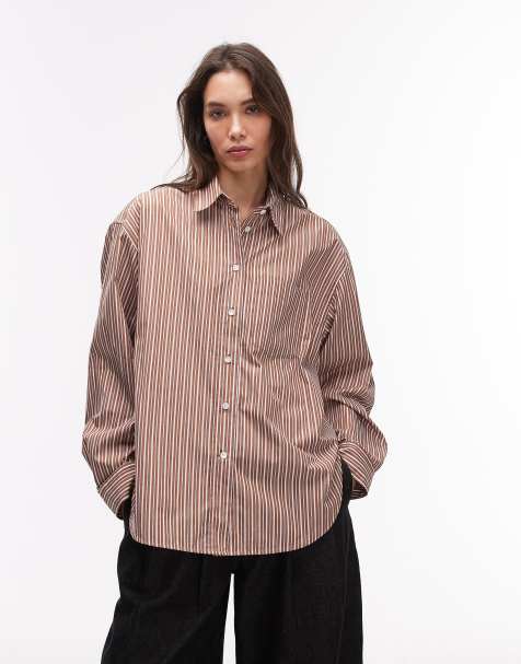 ARKET shirt in brown stripe - view 1