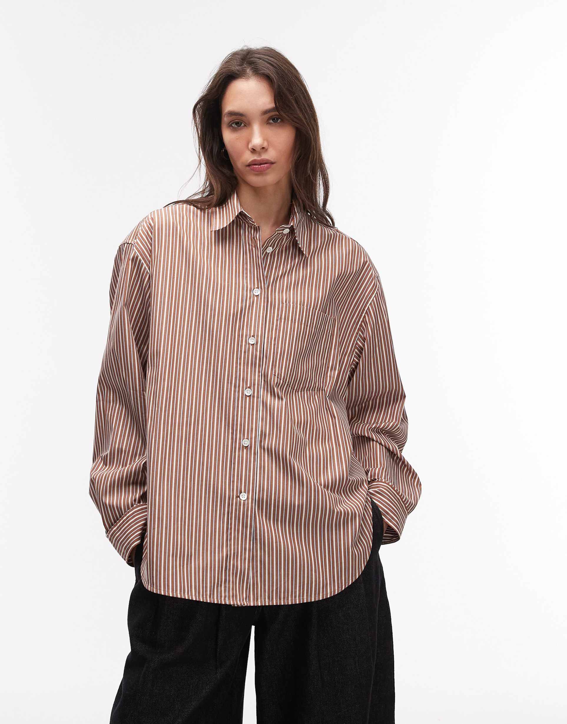 arket shirt in brown stripe