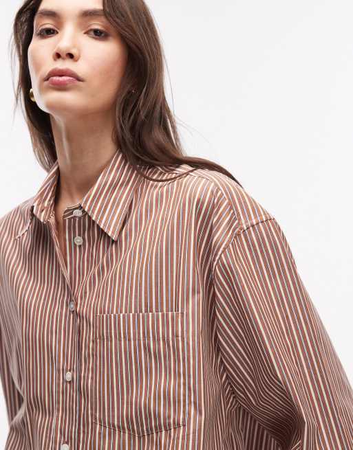 ARKET shirt in brown stripe, 2 of 4