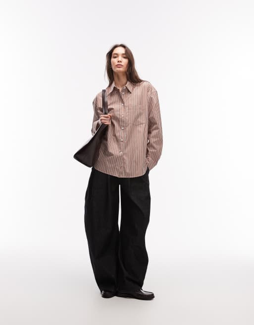 ARKET shirt in brown stripe, 3 of 4