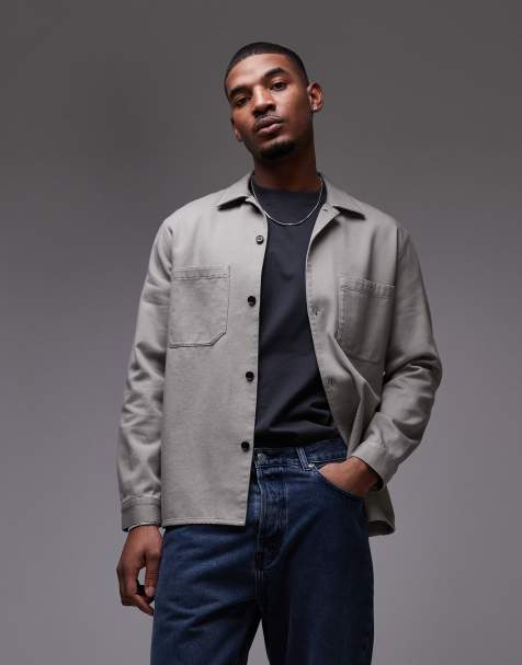ARKET shirt with retro collar in grey - view 1